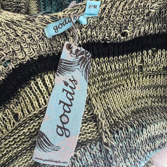 Goddis "Bullito Poolside" Fringe Sweater Knit Cover Up Speckled Knit Size S/M - Picture 12 of 13